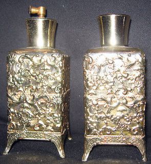   Two Antique Gold Tone & Filigree Detailed Perfume Bottles Circa 1940s