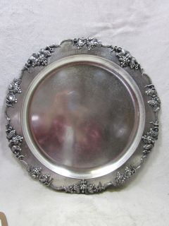 Vintage Barbour Silverplated Grapes 14Round Platter Christmas 1926 