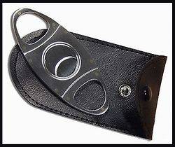  Stainless Steel Guillotine Cigar Cutter w/Leather Carrying Pouch