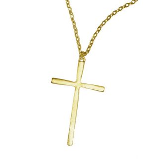 Large Cross Pendant On Chain Gold Plated   16, 18, 24 or 32 Chain