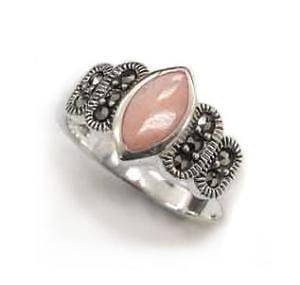 Sterling Silver Marquise Pink Shell Mother of Pearl and