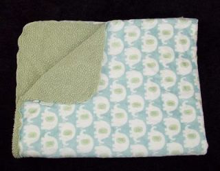 Carters Blue Green White Elephant Baby Security Blanket Lovey
