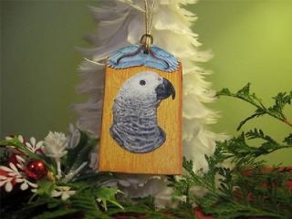 AFRICAN GREY Gray PARROT Personalized Pet Christmas Ornament Art #2 
