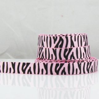 50 Yards 3/8 9mm Lot Printed Pink Zebra Grosgrain Ribbon
