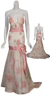 ESCADA COUTURE Floral Organza Silk Evening Gown Dress $5160 42 12 NEW