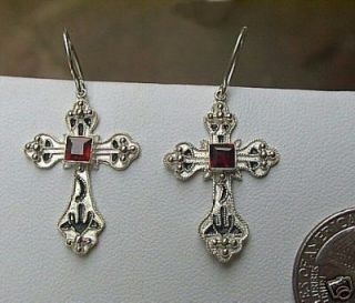 Museum Replica Elizabethan Cross, Garnet Earrings