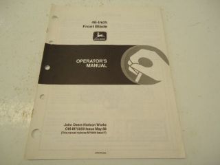 John Deere 46 inch front blade operators manual OM 75659 14 pages