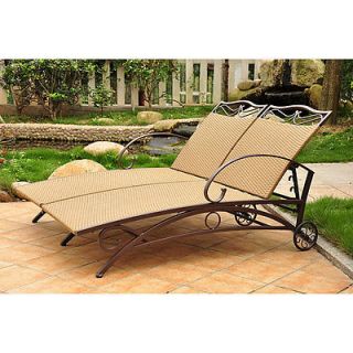   Double Chaise Lounge Set Resin Wicker Patio Furniture Pool Lounger New