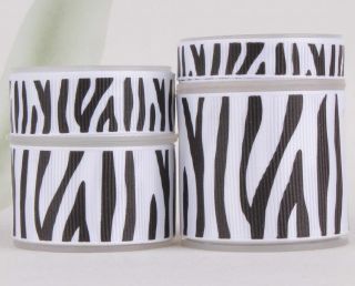 GROSGRAIN RIBBON U pick 4 width white print zebra stripe mix 5y&20y 