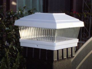 Set of 2 White Solar 5x5 Fence Cap PVC Vinyl Post Light FREE PRIORITY 