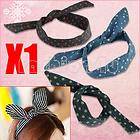 CUTE DOT PATTERN WIRE BOW HEADBAND HAIR BAND SCARF TIE
