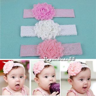 Baby Cute Infant Peal Flower Hair Bands Hairband Lace Soft Headband 