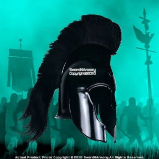 Spartan Greek Black Steel Helmet W/ Plum Costume Armor