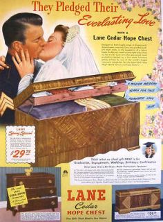 1949 LANE CEDAR HOPE CHEST   LOVES SWEETEST VALENTINE   THREE MODELS 