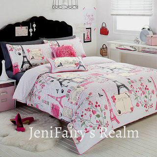   Eiffel Tower White Pink Grey SINGLE Quilt/Doona Cover Set 225TC NEW