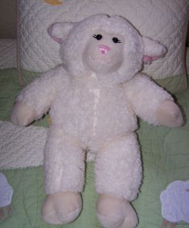   Bear White Fluffy Sherpa Lamb/Sheep Plush Toy w/Pink Nose 17 VGUC