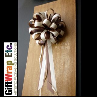   BROWN IVORY WEDDING PULL PEW BOWS GIFT PARTY CAKE CHAIR DECORATIONS