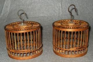 pair of antique Chinese bamboo bird cage