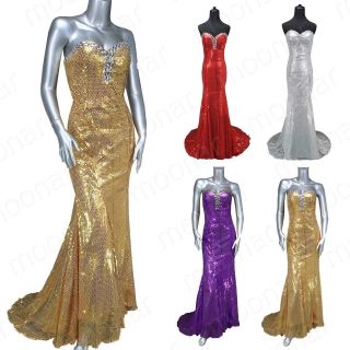   Party Mermaid Sequins Beads Wedding Feast Gowns Strapless long Dress