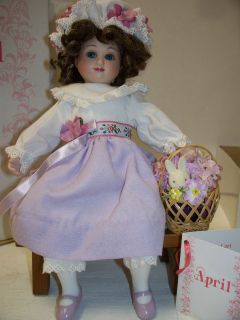 PORCELAIN DOLL 10 APRIL DOLL BY THE HAMILTON COLLECTION OF E 