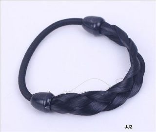Black Lady Wig Plait Braided Elastic Hair Rubber Band Rope Ponytail 