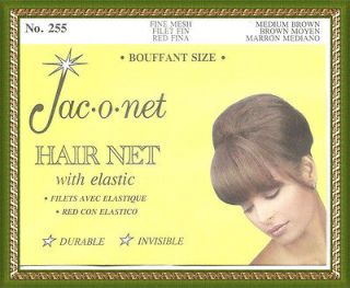 Jac O Net Bouffant Invisible fine Hair Net medium brown