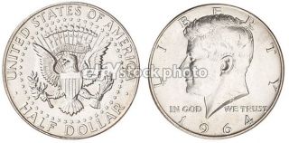 1964 Kennedy Silver Half Dollar In Great Condition.