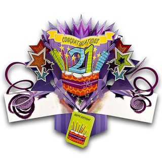 NEW* GREETING CARD HAPPY 21ST BIRTHDAY 21ST SIGN 3D POP UP GIFT 