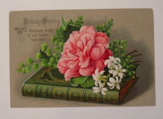 Victorian Birthday Greeting Card Large Size Embossed Chromolithogra 