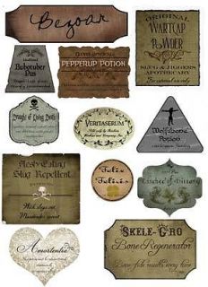 Harry Potter Halloween 12 potion assorted label stickers scrapbooking 