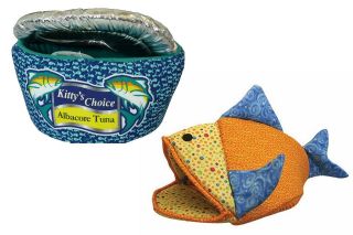   of 2 Adorable Tuna Can and Fish Cat or Kitten Pet Beds by Kookamunga