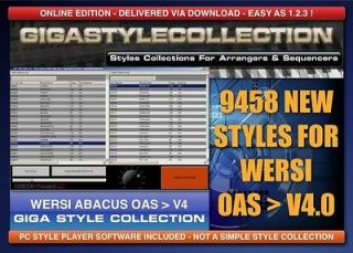 9458 NEW Styles for WERSI OAS V4 Abacus + PC Style Player Online 