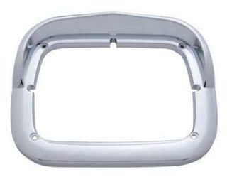 headlight bezel(2) 6X8 chrome plastic single head light with visor for 