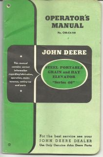 John Deere grain hay elevator operators manual 1950 era