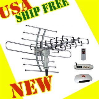 125 Mile HDTV Outdoor Amplified Antenna HD TV 38dB Rotor Remote 360 