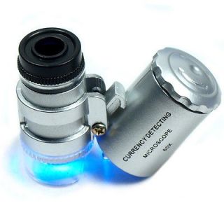 Mini 60X Jewelers Loupe / Magnifier with LED & Fluorescence Lights