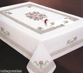   Cross Stitch kit 50 x 70 Tablecloth ~ ROSES AND LACE Sale 201467