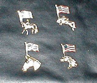 Patriotic horse lapel/hat pins  AQHA, Arab, Jumper, Eng