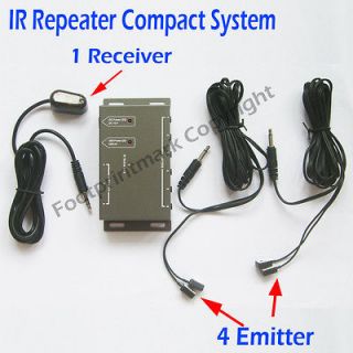  Remote Extender 4 Emitters 1 Receiver Hidden IR Repeater System Kit DC
