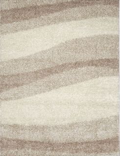   Ivory Beige 7x10 Area Rug Waves Shaggy Carpet   Actual 6 6 x 9 8