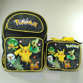   Pikachu and Friends Black 16 Large Backpack and Lunch Bag Set   Box