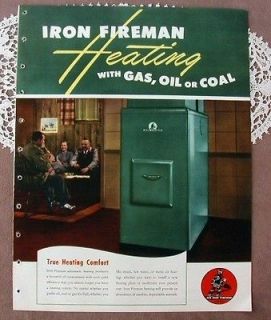 1949 IRON FIREMAN Heating Gas Oil Coal Burner Boiler Catalog 