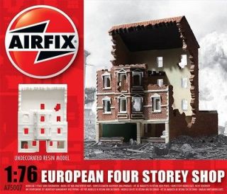   75007 European Four Storey Shop Ruin 1/76 Scale Resin Building Model
