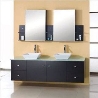   Double Sink Ceramic Cabinet Bathroom Medicine Mirror with faucets s09