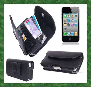 for APPLE iPHONE 4S 4G 4 3G PREMIUM LEATHER CASE WALLET ID COM CARRY 