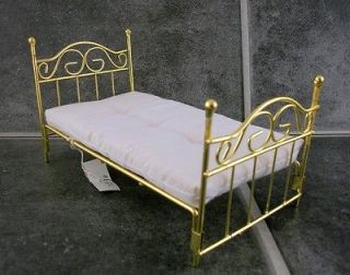 DAMAGED Dolls House Miniature Bedroom Furniture Brass Single Bed 