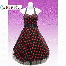   Polka dot 40s 50s Halter Dress Swing Vintage style pinup punk 0211