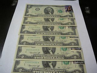 DOLLAR BILLS 6 CONSECUTIVE #S FIRST DAY ISSUE STAMP POST APRIL 13 