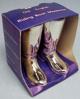 ENGLISH RIDING BOOT SHOT DRINK MEASURES 1 OZ & 1.5 OZ SILVER PLATED 