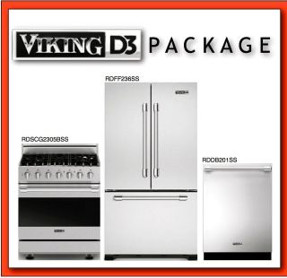   D3 Package Deal Gas Range + French Door Refrigerator + Dishwasher